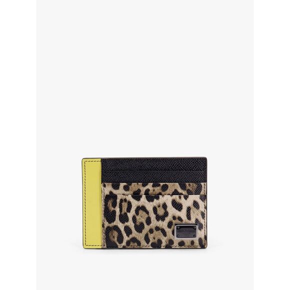 Dolce & Gabbana Men Saffiano Leather Card Holder With Animalier Insert